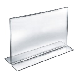 Azar Displays Double-Foot 2-Sided Acrylic Sign Holders, 9"H x 12"W x 3"D, Clear, Pack Of 10 Holders