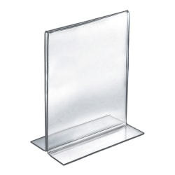 Azar Displays Acrylic Vertical 2-Sided Sign Holders, 11"H x 7"W x 3"D, Clear, Pack Of 10 Holders