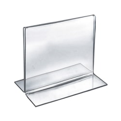 Azar Displays Acrylic Horizontal/Vertical 2-Sided Sign Holders, 5"H x 5"W x 3"D, Clear, Pack Of 10 Holders