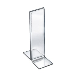 Azar Displays Double-Foot 2-Sided Acrylic Sign Holders, 7"H x 2"W x 3"D, Clear, Pack Of 10 Holders