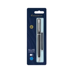 Waterman® Allure Fountain Pen, Fine Point, 0.5 mm, Black Barrel, Blue Ink