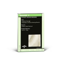 Medline Maxorb II Alginate Dressings, 2" x 2", Tan, Pack Of 10