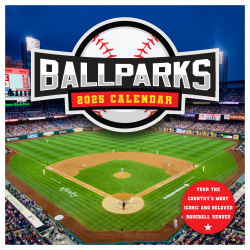 2025 TF Publishing Monthly Wall Calendar, 12" x 12", Ballparks, January 2025 To December 2025