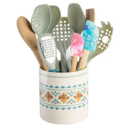 Spice By Tia Mowry 12-Piece Ceramic Crock And Kitchen Tool Set, Multicolor