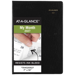 AT-A-GLANCE® Designer Cover 2027 Monthly Planner, Black, Large, 7" x 10"