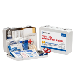 First Aid Only Heavy-Duty 25-Person Vehicle Metal First Aid Kit, 7"H x 10"W x 3"D, White