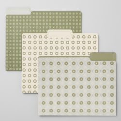 Office Depot® Brand Fashion File Folders, 1/3 Cut, Letter Size, Green/Beige Petal Dot, Total Qty 6
