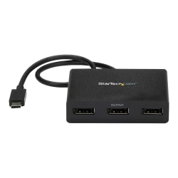 StarTech.com 3-Port USB-C to DisplayPort MST Hub - 4K 30Hz - DisplayPort MST Hub for USB-C Windows Devices - Thunderbolt 3 Compatible - Increase your productivity by connecting three displays to your USB-C device with the USB-C to DisplayPort MST hub
