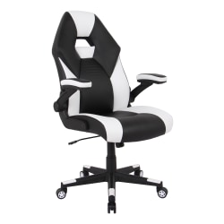 RS Gaming™ RGX Faux Leather High-Back Gaming Chair, Black/White, BIFMA Compliant