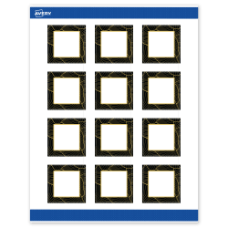 Avery® Printable Labels With Sure Feed® Technology, S00-ETE, Square, 2" x 2", Matte White With Preprinted Black/Gold Vein Border, Pack Of 120