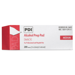 Sani Professional PDI Alcohol Prep Pads, 2-1/2" x 4", White, Box Of 200 Pads