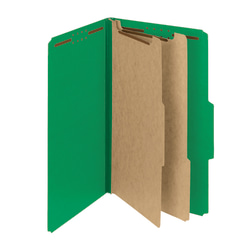 Smead® Pressboard Classification Folders With SafeSHIELD® Coated Fasteners, Legal Size, 100% Recycled, Green, Box Of 10