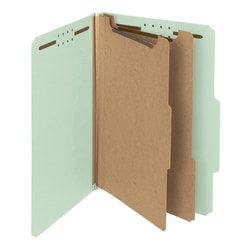 Smead® Pressboard Classification Folders, 2 Dividers, Legal Size, 100% Recycled, Gray/Green, Box Of 10