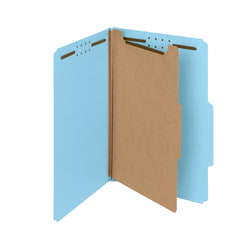 Smead® Pressboard Classification Folders, 1 Divider, Legal Size, 100% Recycled, Blue, Box Of 10