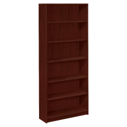 HON® 1870-Series Laminate Modular Shelving Bookcase, 6 Shelves (4 Adjustable), 84"H x 36"W x 11-1/2"D, Mahogany