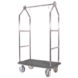 Hospitality 1 Source Contemporary Cart, 75"H x 43"W x 25"D, Gray Carpet/Silver