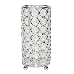 Elegant Designs Ellipse Crystal Decorative Vase, 6-3/4"H x 3-1/4"W x 3-1/4"D, Chrome