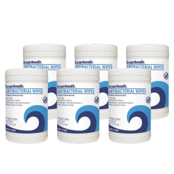 Boardwalk Antibacterial Hand Wipes, Fresh Scent, 75 Wipes Per Canister, Carton Of 6 Canisters