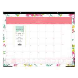 2027 Blue Sky Peyton White Monthly Desk Pad Planning Calendar, 22x17, 0%, Peyton White, Jan-Dec, RY27