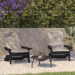 Flash Furniture Charlestown All-Weather Indoor/Outdoor Furniture Folding Adirondack Chairs With Cushions, Cream/Black, Set Of 2 Chairs