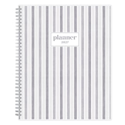 2027 Blue Sky Linen Stripe Gray Weekly/Monthly Planning Calendar, 8.5x11, 0%, Clear PET, Jan-Dec, RY27