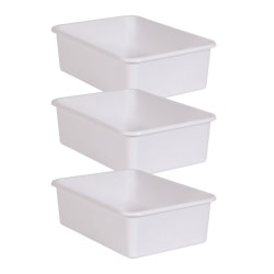Teacher Created Resources Large Plastic Storage Bins, 5"H x 11-1/2"W x 16-1/4"D, White, Pack Of 3 Bins