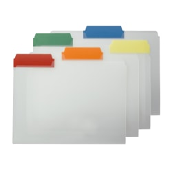 Smead® Clear Poly File Folders With Color Tabs, 1/3 Cut, Letter Size, Assorted Colors, Pack Of 25