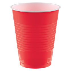 Amscan Go Brightly Plastic Cups, 18 Oz, Red, Pack Of 16 Cups