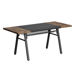 Bestier Dining Table With Storage Rack, 29-15/16"H x 30-3/4"W x 70-1/8"L, Rustic Brown