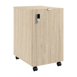 Bush Business Furniture Assure Mobile File Cabinet with Drawers and Keypad Lock, Natural Elm, Standard Delivery