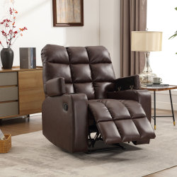 Bestier Faux Leather Manual Recliner Accent Chair With Massage, Arm Storage And 2 Cup Holders, Brown/Black