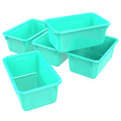 Storex Small Cubby Bins, 5-1/4"H x 8"W x 12-5/16"D, Teal, Pack Of 5 Bins
