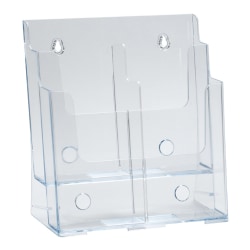 Azar Displays 2-Tier 4-Pocket Plastic Trifold Brochure Holder, 11-1/4"H x 9-1/4"W x 5"D, Clear