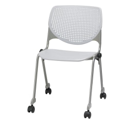KFI Studios KOOL Stacking Chair With Casters, Light Gray/Silver