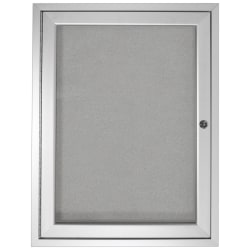 Ghent 1 Door Enclosed Vinyl Bulletin Board, Satin Aluminum Frame, 36"H x 24"W, Silver