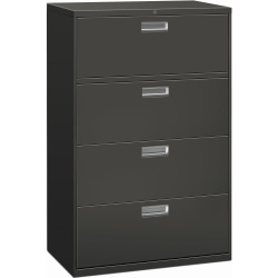 HON® 600 36"W x 18"D Lateral 4-Drawer File Cabinet With Lock, Charcoal