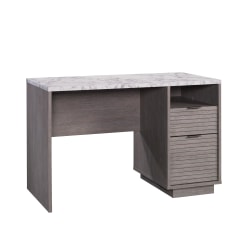 Sauder® East Rock 48"W Contemporary Single-Pedestal Desk, Ashen Oak/Faux White Marble