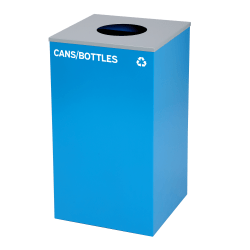 Alpine Industries Stainless Steel Cans/Bottles Recycling Bin With Circle Lid, 29 Gal, 30"H x 16-15/16"W x 16-15/16"D, Blue