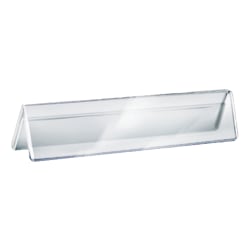 Azar Displays Acrylic Horizontal 2-Sided Nameplates, 2"H x 8-1/2"W x 3"D, Clear, Pack Of 10 Nameplates