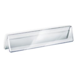Azar Displays Acrylic Horizontal 2-Sided Nameplates, 2"H x 11"W x 3"D, Clear, Pack Of 10 Nameplates