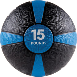 GoFit Medicine Ball (15 lbs., Black and Blue) - Black, Blue - Rubber