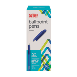 Office Depot® Brand Ballpoint Stick Pens, Medium Point, 1.0 mm, Blue Barrel, Blue Ink, Pack Of 36