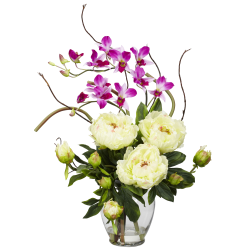 Nearly Natural 21 1/2"H Silk Peony & Orchid Arrangement With Vase