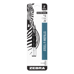 Zebra® Pen F-Series Pen Refills, Pack Of 2, Medium Point, Black Ink