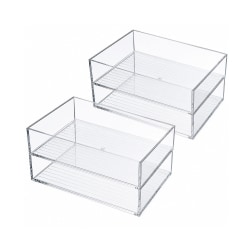 Azar Displays Stackable Organizer Trays, Large, Clear, Total Qty 4