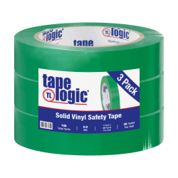 BOX Packaging Solid Vinyl Safety Tape, 3" Core, 1" x 36 Yd., Green, Case Of 3