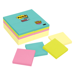 Post-it® Super Sticky Notes, 24 Pads, 3 in x 3 in, 2x the Sticking Power, School Supplies and Office Products, Sticky Notes  - 65424SSCYM