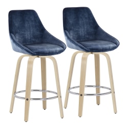LumiSource Diana Contemporary Counter Stool, Blue/Natural/Chrome