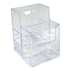 Azar Displays 2-Tier 2-Pocket Trifold Brochure Holders, 7"H x 4-1/4"W x 3-3/4"D, Clear, Pack Of 2 Holders
