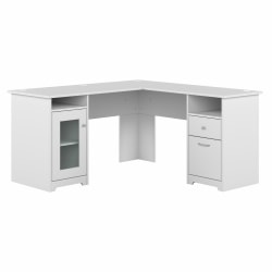 Bush Furniture Cabot L-Shaped Desk, 60"W, White, Standard Delivery